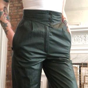 West Bay Vintage Green Leather Trousers